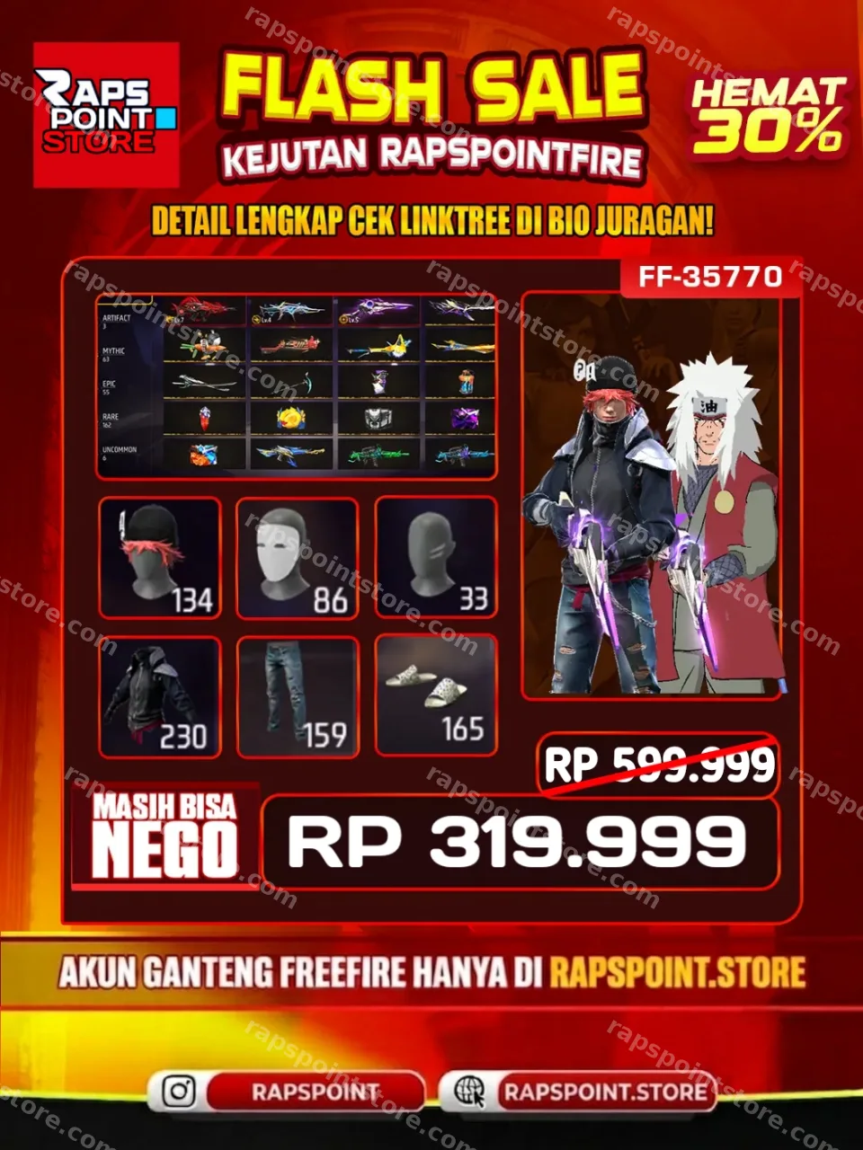 HRK Bundle ON, Baju Tengen, RAMADHAN ON, RAMBUT KAKASHI HITAM, RAMBUT KAKASHI PINK Harga